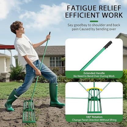 Outvita Lawn Leveling Rake 36"x10", Level Lawn Tool with Adjustable Handle, Yard Leveling Rake, Landscape Rakes for Garden, Backyard, Golf Course, Farm, Pasture