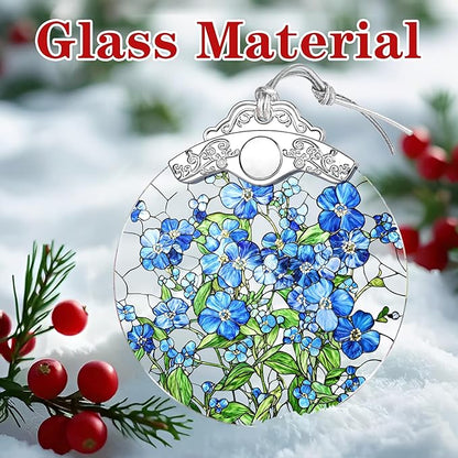 Forget-Me-Not Flowers Ornament – Christmas Decoration & Christmas Ornament; Stained Glass Holiday Decoration (Holiday Present, Bauble Present, Gift Idea, Gift Exchange) | Heirloom Keepsakes