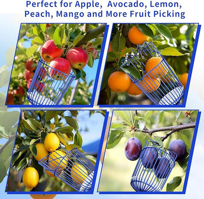 Fruit Picker Pole with Basket Segmented Fruit Picker Pole Tool for Apple Avocado Cherry Lemon Mango Orange Peach Picking(40-70”)
