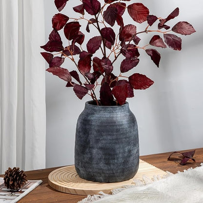 Briful 8.3in Rustic Large Ceramic Vase, Vintage Farmhouse Terra Cotta Pottery Pampas Vases for Home Living Room Kitchen Decor, LightSlateGray