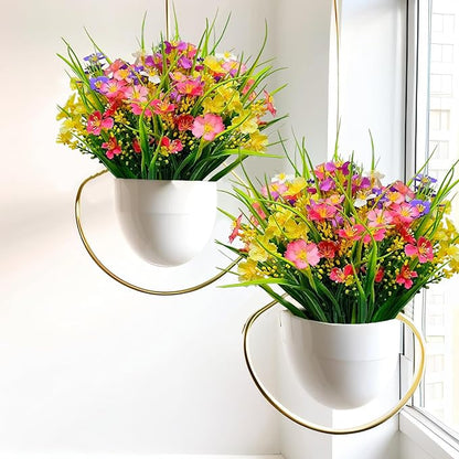 Artificial Flowers Outdoor UV Resistant 12 Bundles Faux Silk Summer Spring Wildflower Plants Plastic Fake Greenery Shrubs for Outside Planter Porch Window Boxes Garden Decoration