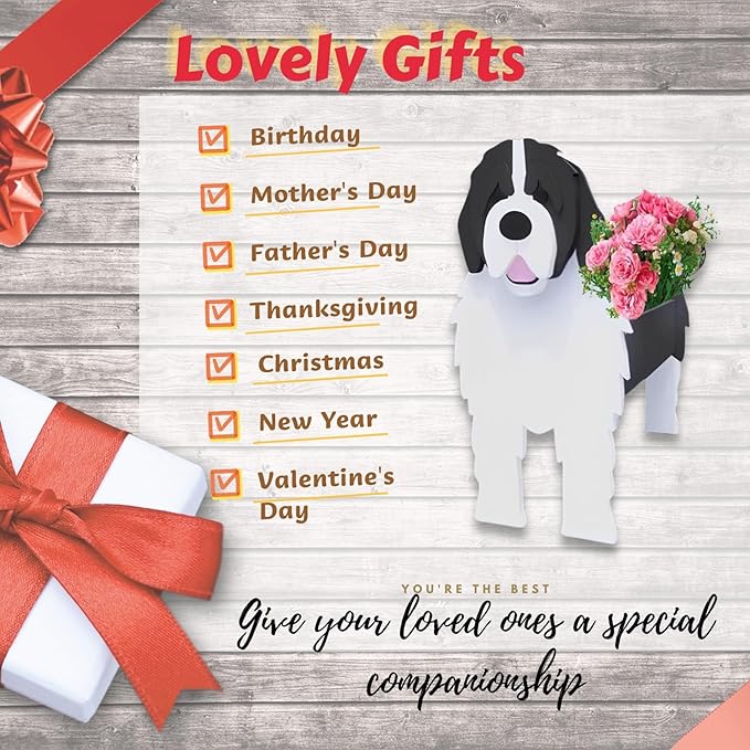 Newfoundland Dog Planter Plant Pots,Cute Dog Flower Planter,Gifts for Pet Lovers,Unique Animal Plant Pots,Office,Indoor Outdoor Garden Decor(9.45 * 6.77 * 13.99in)