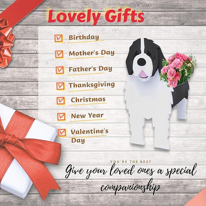 Newfoundland Dog Planter Plant Pots,Cute Dog Flower Planter,Gifts for Pet Lovers,Unique Animal Plant Pots,Office,Indoor Outdoor Garden Decor(9.45 * 6.77 * 13.99in)