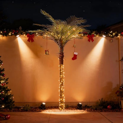 Artificial Phoenix Palm Tree 7ft Tall Outdoor Indoor Decor Fake Plants with 15 Adjustable Leaves, Large Faux Sago Palm Tree for Home Office Living Room Yard Outside Patio Poolside (1, 7ft)