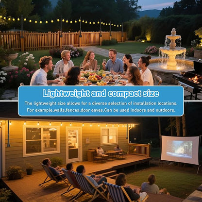 8 Pack 2.8Ft String Light Poles,Light Poles for Outside Lights,Outdoor with Fence Brackets Hanging Lights,Metal Stand Deck Patio Backyard