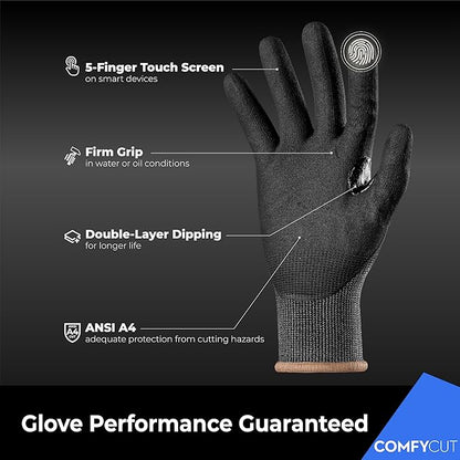 toolant ANSI A4 Cut Resistant Work Gloves without Steel & Fiberglass, Ultra Light Comfort & Proper Fit,for Mechanic,Gardening