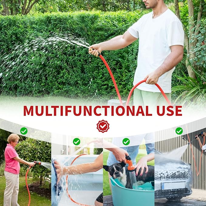 Garden Hose 10 ft x 5/8” Hot Water Hose,-50°F to 190°F, Burst 600Psi Flexible & Lightweight Upgraded Rubber Hoses,3/4” Solid Fittings for All-weather Outdoor Lawn & Garden