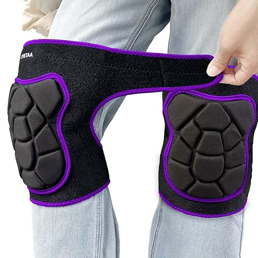 Knee Pads for Men Women Floor Work, Thick Memory Foam Knee Pad for Carpet Installer, Planting Flower, Mopping Floors, Anti-Slip Kneepads for Gardening Cleaning Nursing DIY Project for Christmas, Purple M (1 Pair)
