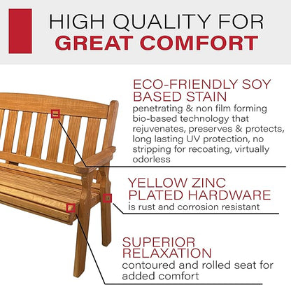 Amish Casual Outdoor Heavy Duty 800 LB Mission Pressure Treated Garden Bench(5 Foot, Cedar Stain)