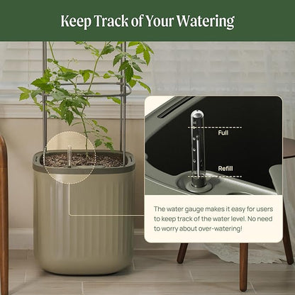 Vego garden Self Watering Pots Home Planters with Water Gauge for Effortless Indoor Plants Fog Gray No Trellis