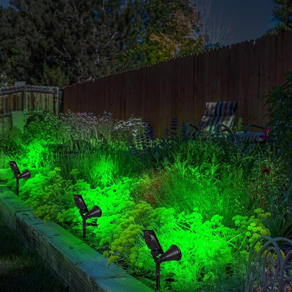 T-SUN Green Solar Spotlights, Green Solar Lights Outdoor, Auto-ON/Off 180°Angle Adjustable Solar Lights for Tree, Patio, Yard, Garden, Driveway, Pool Area (Green-2pack)