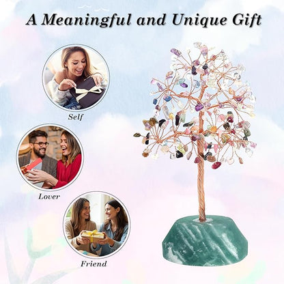 SITUMEIZI Fluorite Crystal Tree 7.09IN Healing Stones Natural Crystals Base Copper Wire Tree Life Reiki Gifts for Women Room Office Desk Decor Spiritual Meditation Energy
