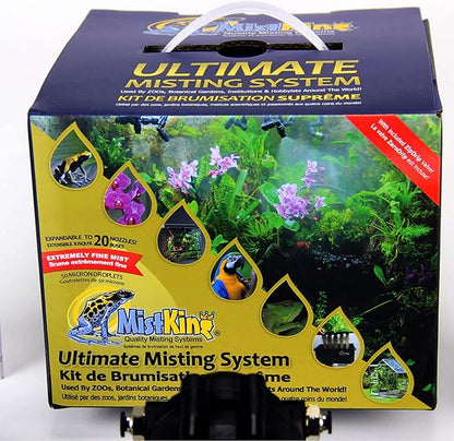 MistKing – Ultimate Misting System, 5th Gen | Used by Zoos, Institutions & Hobbyists | Expandable to 20 Nozzles | Extremely Fine Mist | 50 Micron Droplets | Upgraded Timer & Components |
