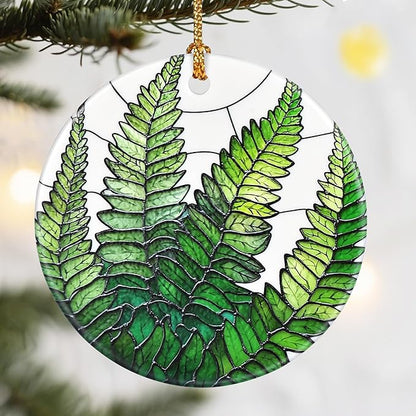 Christmas Ornaments, Dodosky 2.8in Ceramic Fern Plant Ornament, Xmas Decor, Christmas Tree Ornaments, Xmas Decorations for Tree, Holiday Ornament, Gifts for Plant Lovers, Gifts for Women, Men