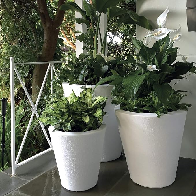 Crescent Garden Dot TruDrop Indoor/Outdoor Planter, Self-Watering Plant Pot, 26 Inches, (Caviar Black)