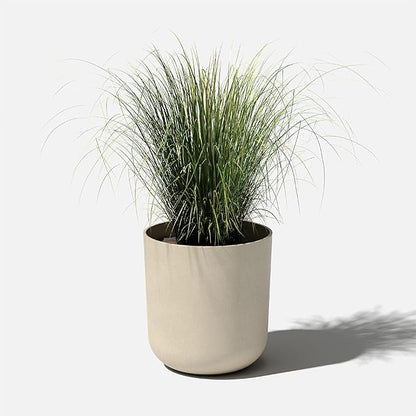 Veradek Round Lima Plastic Planter Pots for Indoor/Outdoor Garden Use, Sand Color, 5 Year Warranty