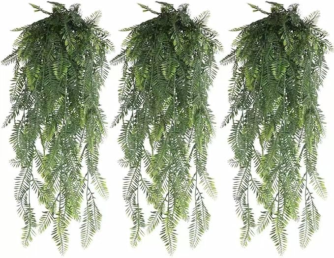 6 Pack Artificial Hanging Plants, Wall Mounted Eucalyptus Plant Pots Faux Greenery, Imitation Datura Vine, Boston Fern, For Indoor Outdoor Shelf Fake Plant (Cattail leaf/Pine pine/Small monstera)