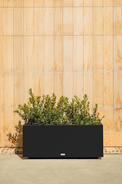 Veradek Block Series Long Box Planter - Large Rectangular Planter for Indoor or Outdoor Patio/Porch | Durable All-Weather Use with Drainage Holes | Modern Décor for Tall Plants, Flowers or Shrubs