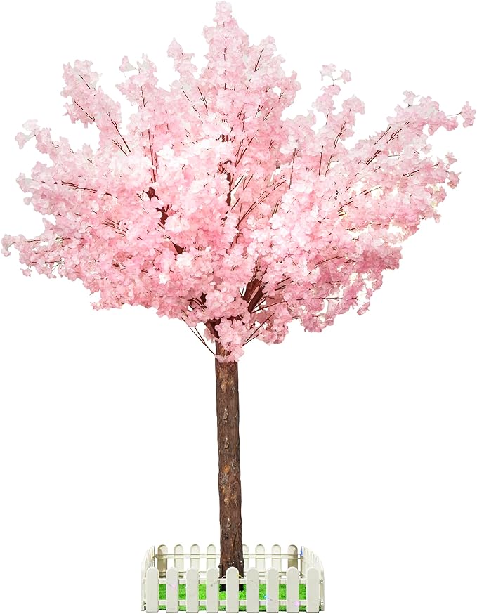 Artificial Cherry Trees Indoor Decor: Handmade Natural Fake Cherry Blossom Pink Tree Outdoor for Party Wedding Christmas