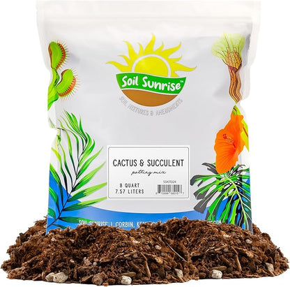 Soil Sunrise Cactus and Succulent Potting Mix (8 Quarts) Special Blend-Fast Draining and Desert-Style Gritty