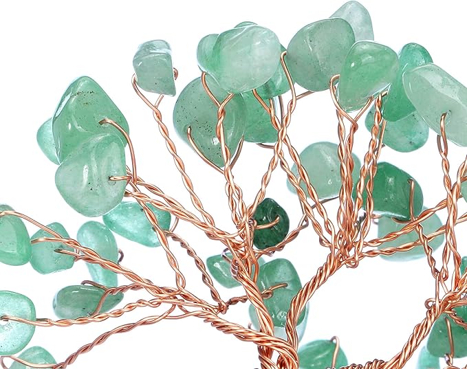 Jovivi Natural Green Aventurine Crystal Tree, Raw Healing Crystals Fluorite Base Bonsai Money Tree for Home Office Table Decor Wealth and Luck