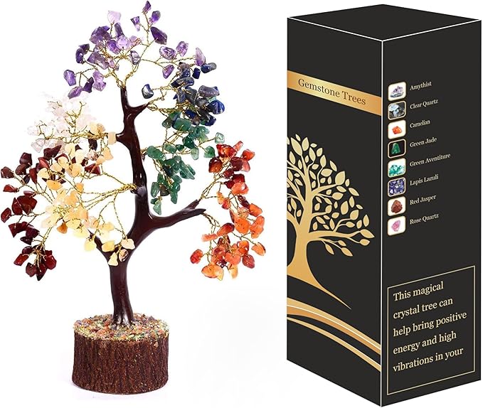 Wonder Care Handmade Seven Chakra Tree of Life,Crystals and Healing Stone Tree, Healing Crystal Tree for Positive Energy, 7 Chakra Tree, Spiritual Gifts, Feng Shui Tree, for Women