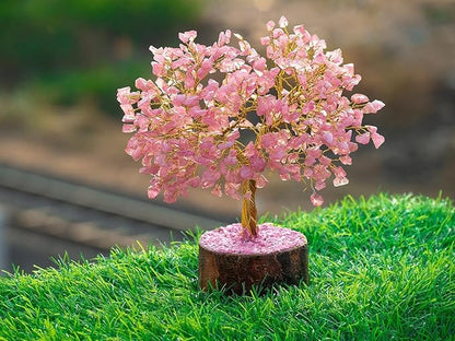 Handcrafted Crystal Tree for Good Luck | 300 Beads Bonsai Tree for Positive Energy, Love, and Harmony | Feng Shui Money Tree | Spiritual Gift & Home Decor | 7-9 Inches (Rose Quartz)