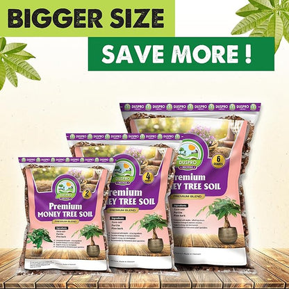 DUSPRO Recycle Money Tree Soil Indoor, Premium Coco Coir Perlite Mix and Pine Bark for Money Tree, Ideal Money Tree Soil for Healthy Growth and Nourishment (4 Quarts)