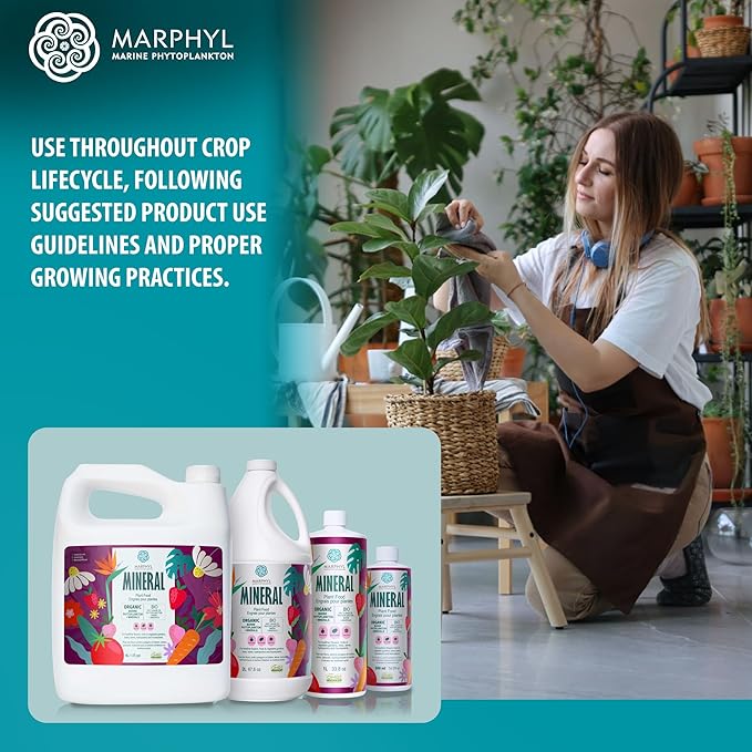 MARPHYL Organic Minerals Liquid Fertilizer, Rich Blend of Essential Minerals for Garden, Flowers, Vegetables, Succulents, Bamboo, Hydroponics 16.9 oz