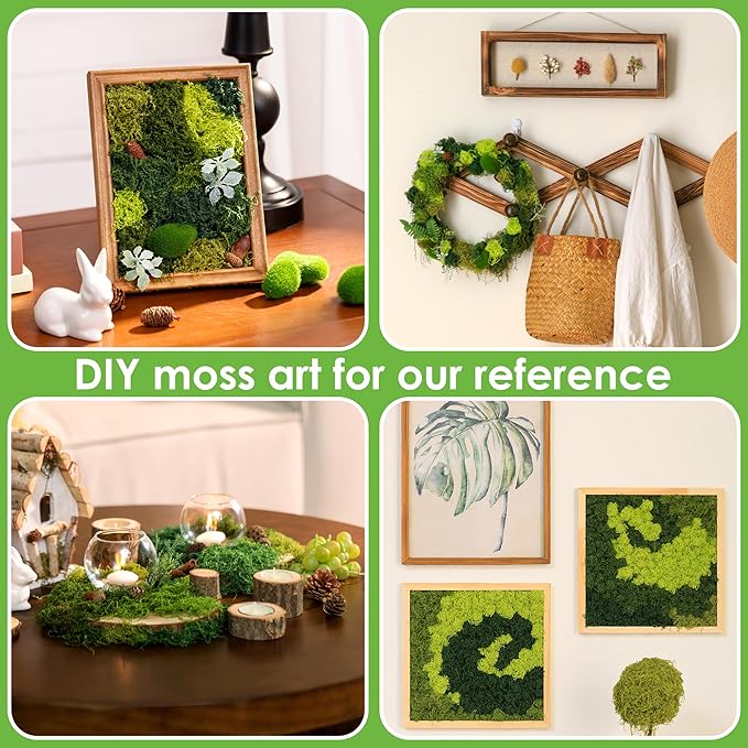 6 Colors Artificial Moss for Crafts 21.16oz, Fake Moss, Green Moss for Plants Indoor, Christmas Wreath, Fairy Garden, Model Making, DIY Table Centerpieces, Walls Decor, Wedding Party Decoration