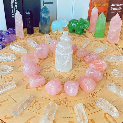 QINJIEJIE Rose Quartz Bulk Crystals Polished Stone 0.6-1" Brazilian Tumbled Stones Natural Reiki Healing Crystal for Succulents Plants Vase Filler Decoration 0.45 LBS