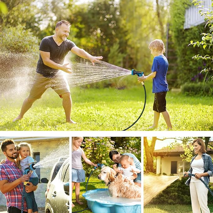 200 ft Expandable Garden Hose - 2025 Upgrated Flexible Water Hoses with 10 Spray Nozzle -Car Wash Hose with 3/4" Solid Brass Connector - Flexible Expanding Hose with 10 Pattern Spray Nozzles