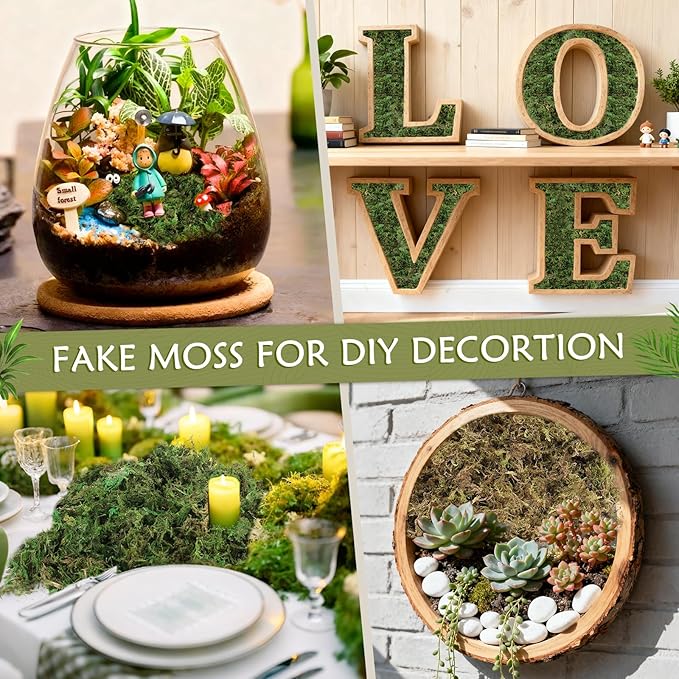 Artificial Moss - 45.86 OZ (2.89LB) - Premium Fake Moss Versatile for Crafts & Décor - Natural Look, Low Maintenance, Perfect for Fairy Gardens, Terrariums, Wedding Decor & Faux Potted Plants