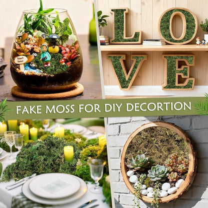 Artificial Moss - 45.86 OZ (2.89LB) - Premium Fake Moss Versatile for Crafts & Décor - Natural Look, Low Maintenance, Perfect for Fairy Gardens, Terrariums, Wedding Decor & Faux Potted Plants