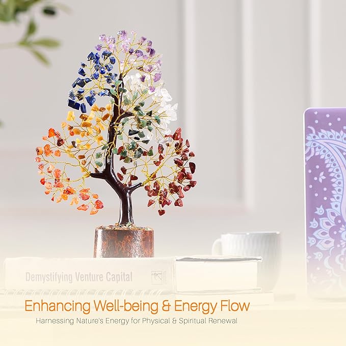 Chakra Tree of Life - Healing Crystal Tree for Positive Energy, Birthday Gifts for Women Mom Sister, Feng Shui Decor, Chakra Stones, Crystals Healing Stones, 7 Chakra Pendant & Bracelet