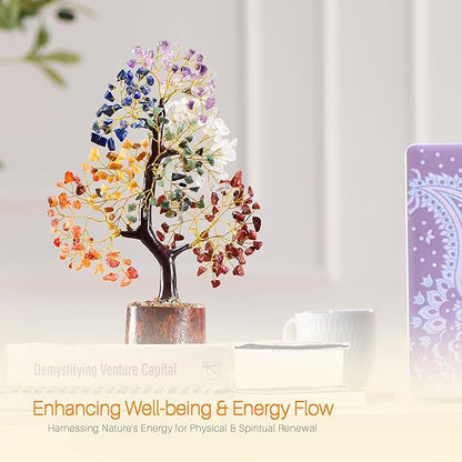 Chakra Tree of Life - Healing Crystal Tree for Positive Energy, Birthday Gifts for Women Mom Sister, Feng Shui Decor, Chakra Stones, Crystals Healing Stones, 7 Chakra Pendant & Bracelet