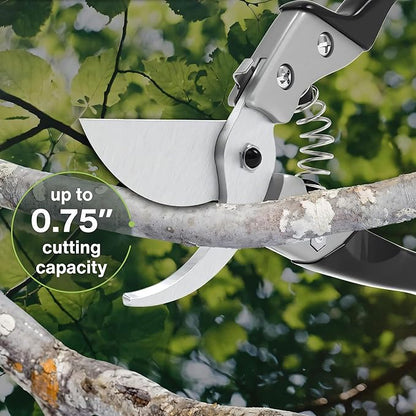 Professional Hand Pruners (Small/Medium) - Ergonomic Non-Slip Garden Shears, Heavy Duty Handheld Plant Trimmer, High Carbon Steel Blades Flower Cutter, Pruning Shears for Gardening and Harvesting