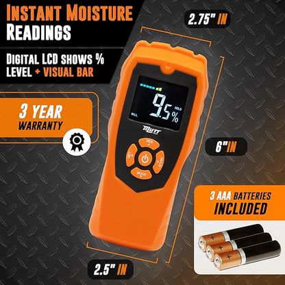 Mutt Tools Pinless Moisture Meter for Drywall – Non-Destructive Wood Moisture Meter for Walls, Wood and Masonry – Detects up to 2 Inches Below the Surface