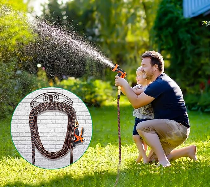 TomCare Garden Hose Holder Heavy Duty Water Hose Holder Solid Metal Hoses Hanger Wall Mount Decorative Durable Garden Hoses Storage Hose Reel Hose Organizer for Outside Yard, Bronze