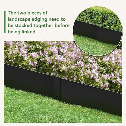 Landscape Edging Kit - 40" L x 6" H Each (20ft Total) Galvanized Bendable Metal Garden Edging for Lawn Yard- No-Dig Hammer-in Heavy Duty Metal Edging Border with 6 Clips
