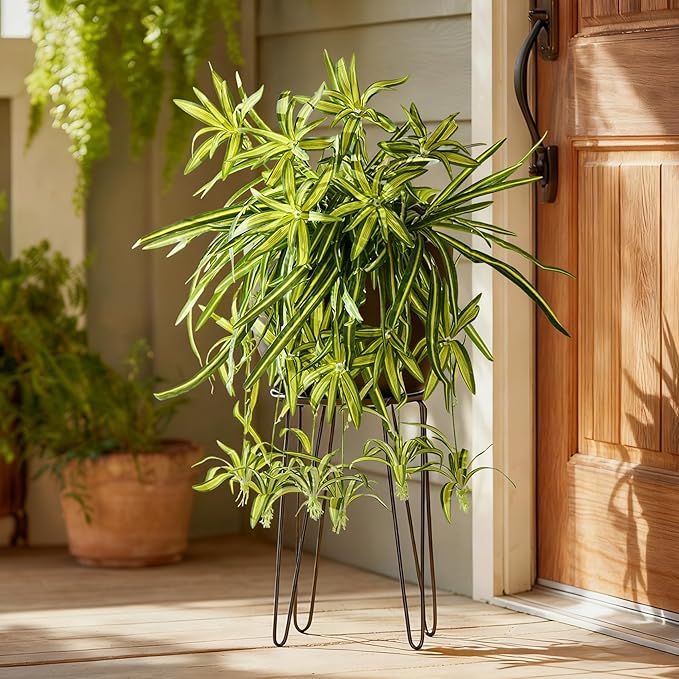 2 Pcs Artificial Spider Hanging Plant Artificial Bracketplant Chlorophytum Fake Greenery for Outdoor Porch Patio Window Shelf Office Garden Home Decor (Green)