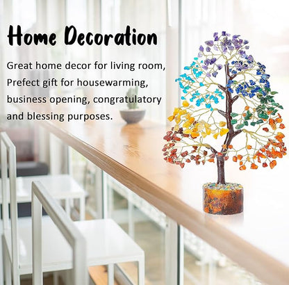 Crocon Seven Chakra Crystal Tree of Life for Positive Energy Feng Shui Money Tree Bonsai Gem Stone Home Decor Thoughtful Birthday Gifts for Women Mother Sister Housewarming Gift New Home Present