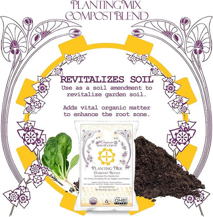 Organic Mechanics Planting Mix Compost Blend, 1 Cu Ft - Revitalizes Garden Soil with Compost, Pine Bark, Coconut Coir, and Worm Castings for Raised Beds, Gardens & More - Peat-Free & Eco-Friendly