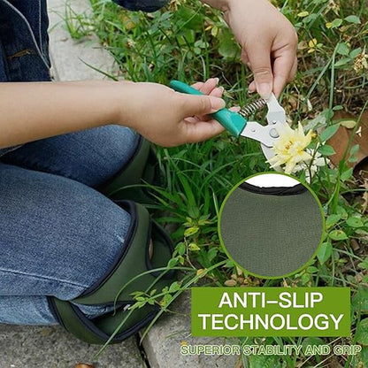 Gardening Knee Pads for Women Men Neoprene Adjustable Straps with Non-Slip Cap Comfortable Cushion for Yard Work Cleaning Flooring, Green