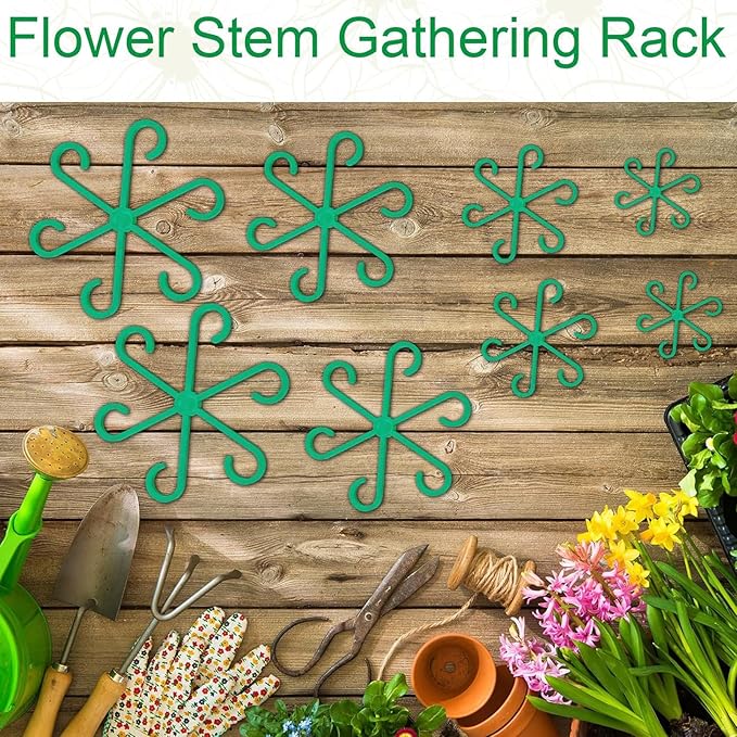 8 Pack Adjustable Indoor Plant Support Stakes, Reusable Plastic Stem Holders & Trellis for Monstera, Pothos, Vines Vertical Growth Air Circulation Stable Stem Support (Green)