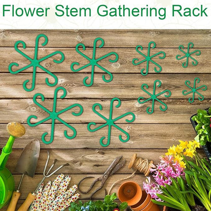 8 Pack Adjustable Indoor Plant Support Stakes, Reusable Plastic Stem Holders & Trellis for Monstera, Pothos, Vines Vertical Growth Air Circulation Stable Stem Support (Green)