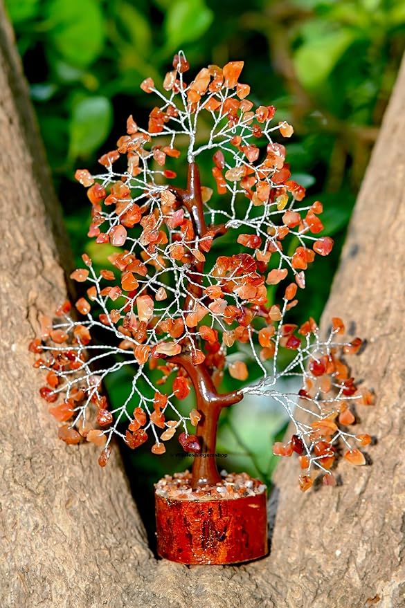 Carnelian Silver Wire Crystal Tree – Handcrafted Gemstone Bonsai for Home Décor, Energy Healing & Feng Shui