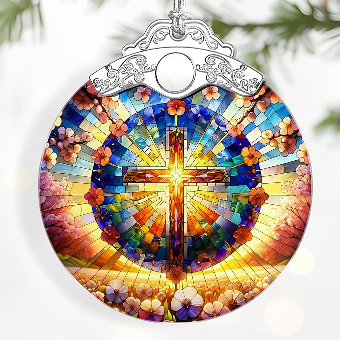 Boho Mandala Cross Ornament Ornament – Religious Christmas Decor & Christian Christmas Ornament; Christian Home Decor (Holiday Present, Bauble Present, Christian Gift, Religious Gift, Spiritual Gifts)