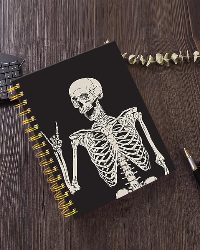 iampanda Spiral Journal Notebook,Strong TwinWire Binding with Premium Paper for Girl Women,Cool Funny 60 Sheets A5 College Ruled NotebookJournal,Perfect for School Office Home Gifts,Skull Human
