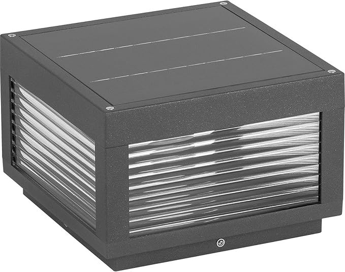 Solar Post Lights 9.84" Outdoor Pillar Lamp, Modern Column Cap Light IP54 Waterproof Led Fence Deck Gate Lantern Patio Landscape Lighting for Outside Yard Garden Entrance Driveway Decor